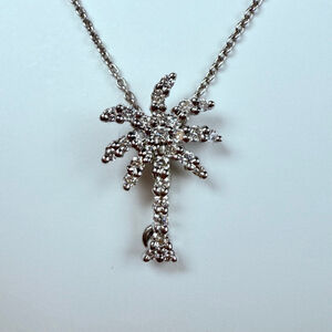 Roberto Coin 18K White Gold .18 TCW Diamond Palm Tree Pendant Necklace